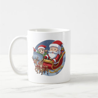 Mug Cute Christmas Chibi Santa and Elf – Holiday Illus