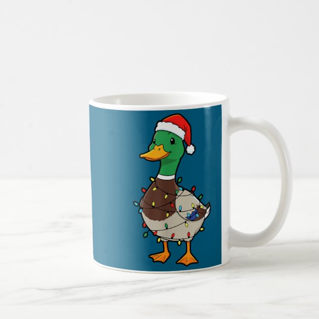 Mug Cute Christmas Duck Mallard With Xmas Lights  (Droite)