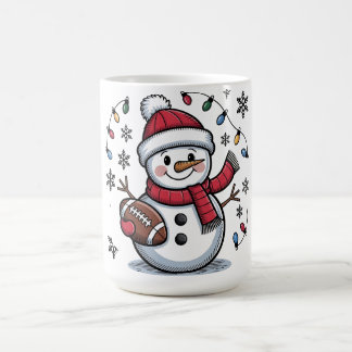 Mug Cute Christmas Football Snowman Holiday Illustrati