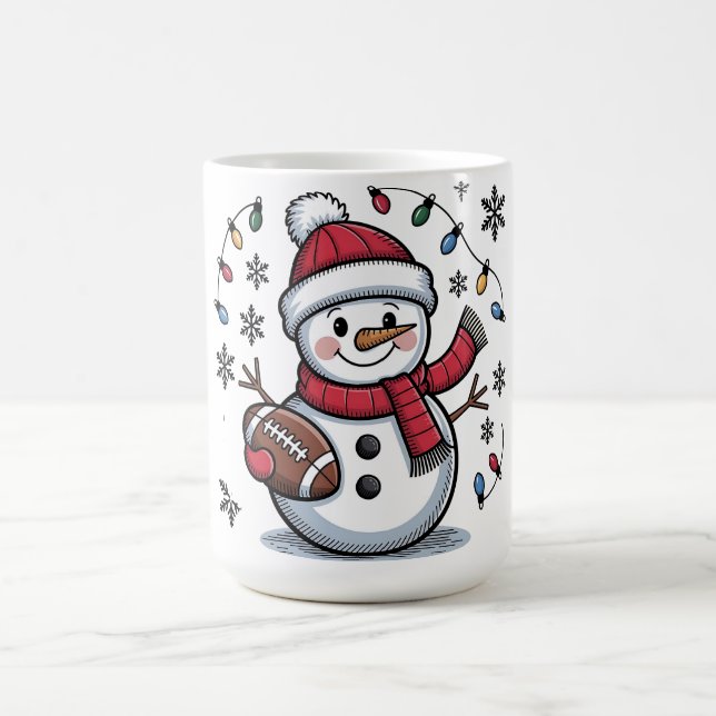 Mug Cute Christmas Football Snowman Holiday Illustrati (Centre)