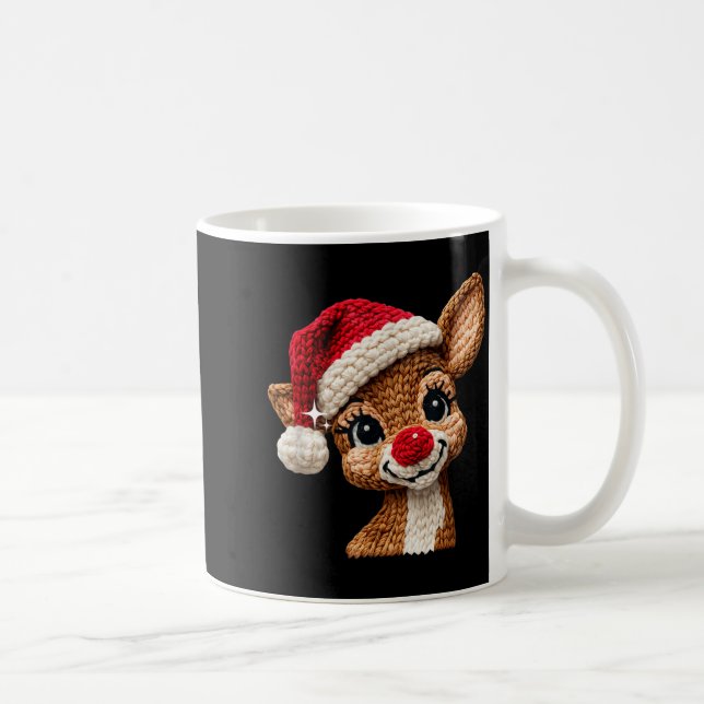 Mug Cute Christmas Reindeer Crocheting Funny Gift Men, (Droite)
