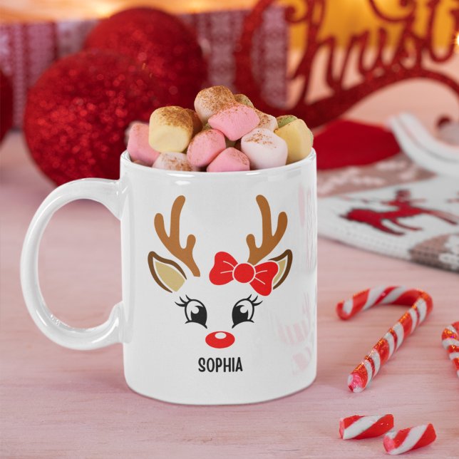 Mug Cute Christmas reindeer face for her (Créateur téléchargé)