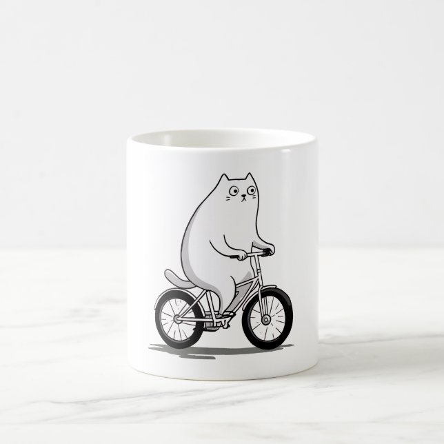 Mug Cute Chubby Chat Monter un dessin à vélo (Centre)