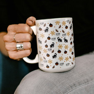 Mug Cute Citrouille Chat Noir Halloween Motif