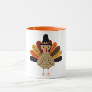 Mug Cute, classique/vintage Thanksgiving Turquie