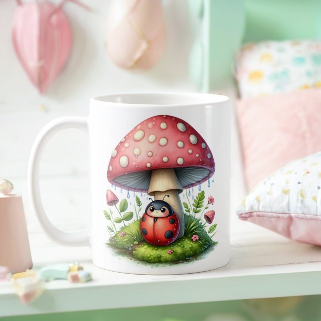 Mug Cute coccinelle sous parapluie de champignons (Créateur téléchargé)
