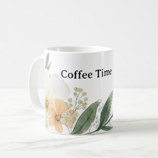 Mug Cute CoffeeTime Teacup. Modern Minimalist Floral