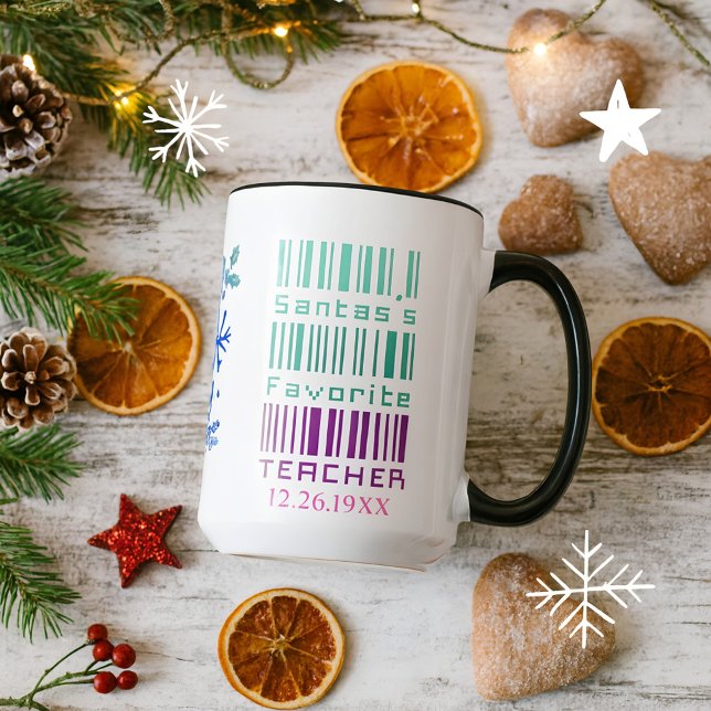 Mug Cute Coloré Personnalisé Nom Noël Enseignant Cadea (Créateur téléchargé)