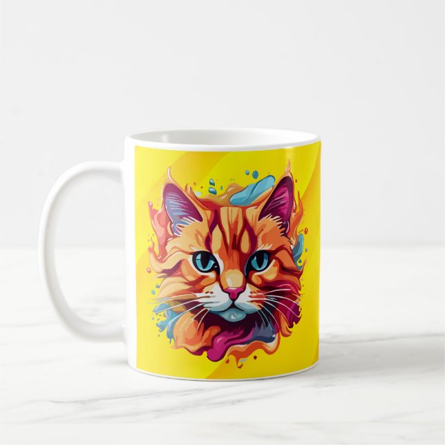 Mug Cute Colorful Chat Face-87002 (Gauche)