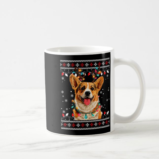 Mug Cute Corgi Dog Christmas Reindeer Santa Hat  (Droite)
