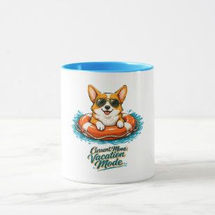 Mug Cute Corgi "Vacation Mode" Summer Design