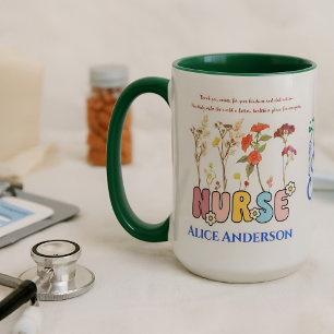Mug Cute couleur infirmière cadeau de Noël Nom personn