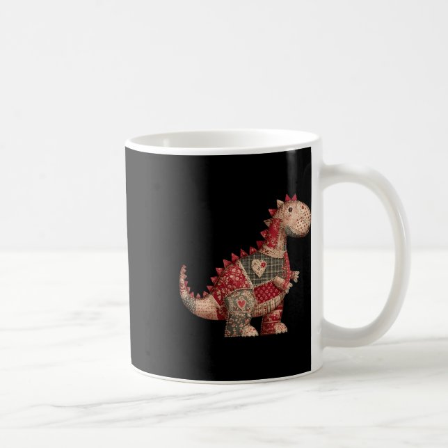 Mug Cute Country Dinosaur Patchwork Hearts Valentine  (Droite)