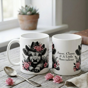 Mug Cute Cow Girl Highland Cow Avec Texte