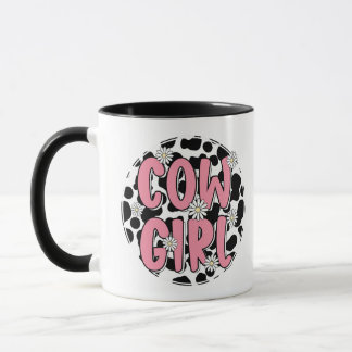 Mug Cute Cow Girl Pink Cow Motif Café
