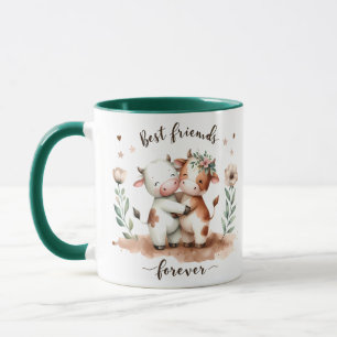 Mug Cute Cow Meilleurs amis Hug Floral Art