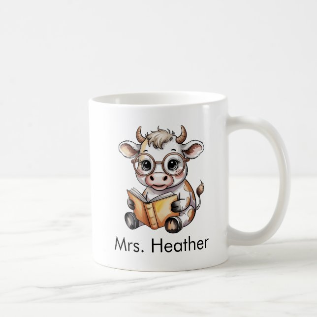Mug Cute Cow Reading a Book Custom (Droite)