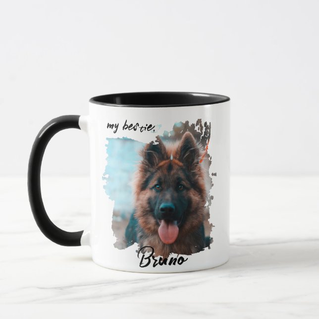 Mug Cute Custom Typography Dog Photo Bestie Pet  (Gauche)