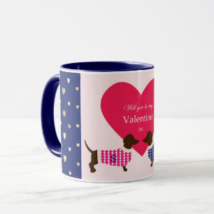 Mug Cute Dachshund Valentine Chien Coeur Monogramme Am
