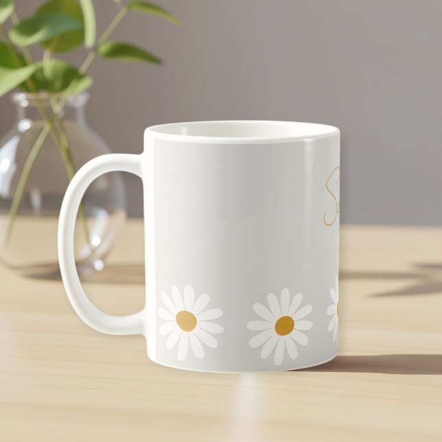 Mug Cute daisy ceramic mug, Daisy cappuccino cup  (Créateur téléchargé)