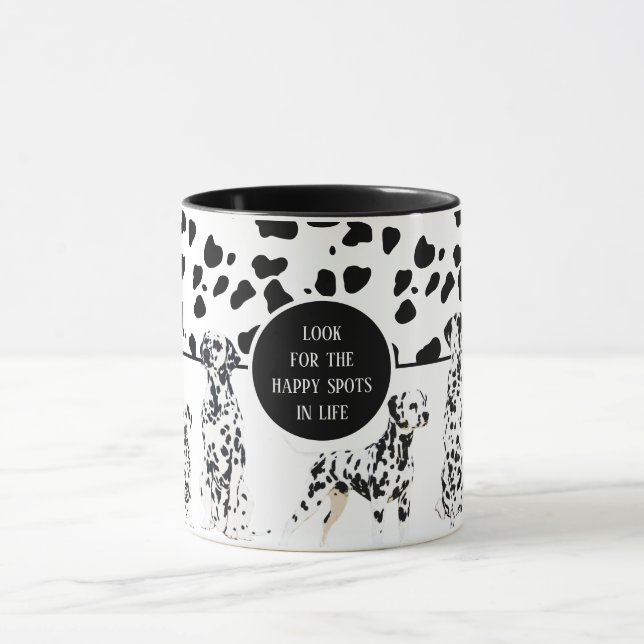 Mug Cute Dalmatiens Noir & Blanc Zones Joyeuses (Centre)