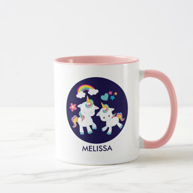Mug Cute Dancing Unicornes Magique Arc-en-ciel & Étoil (Droite)