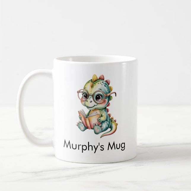 Mug Cute Dinosaur Reading a Book | Funny Book Lover (Gauche)