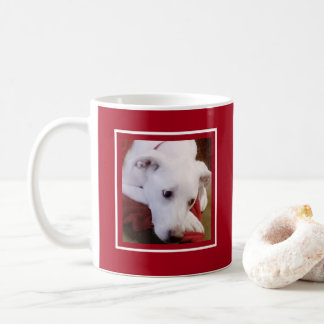 Mug Cute Dog Photo White and Red Merry Christmas
