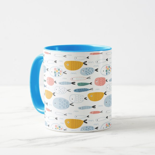 Mug Cute Doodle École de Motif de poisson (Devant gauche)