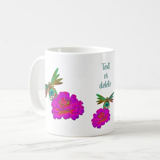 Mug Cute dragonfly on Zinnia Flower Personnalisé (Devant gauche)