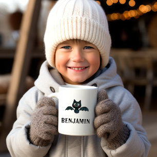 Mug Cute drôle chauve-chauve-souris noire avec nom