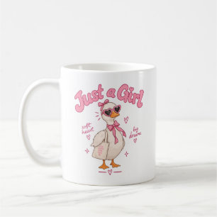 Mug Cute Duck Just a Girl Pink Coquette
