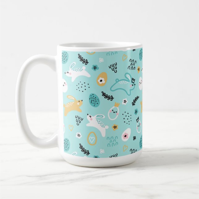 Mug Cute Easter Bunny Pattern Kawaii Rabbits Eggs  (Gauche)