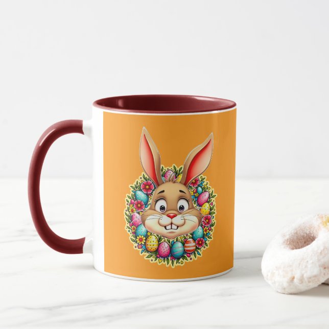 Mug Cute Easter Bunny – Spring Flowers caneca (Avec donut)