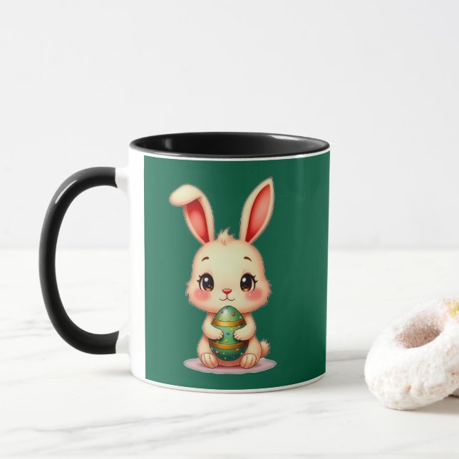 Mug Cute Easter Bunny with Chocolate Egg caneca (Avec donut)