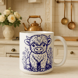 Mug Cute écossaise Highland Vache & Fleur sauvage