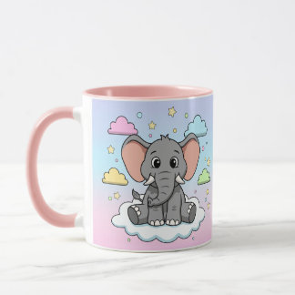 Mug Cute Elephant on Cloud - I'm Ele-Fun-t Pun