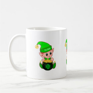 Mug Cute elf avec une casserole d'or et shamrock chanc