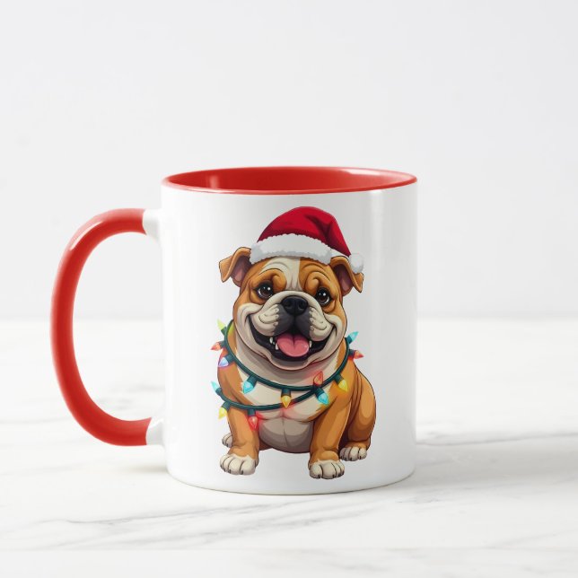 Mug Cute English Bulldog Christmas Santa Pet Dog Lover (Gauche)