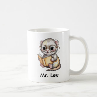 Mug Cute Ferret Reading Book Custom