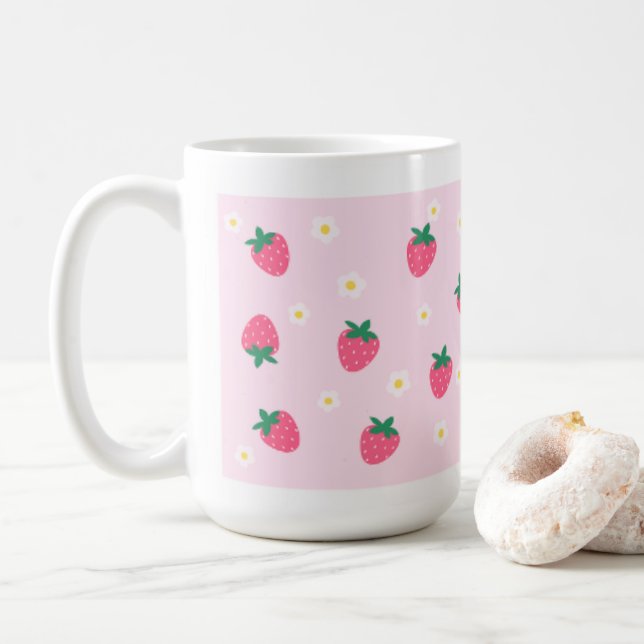 Mug Cute fleur de fraise image muette (Avec donut)