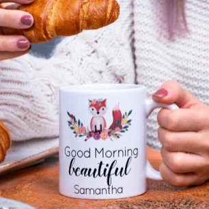 Mug Cute Floral Fox Good Morning Beau matin