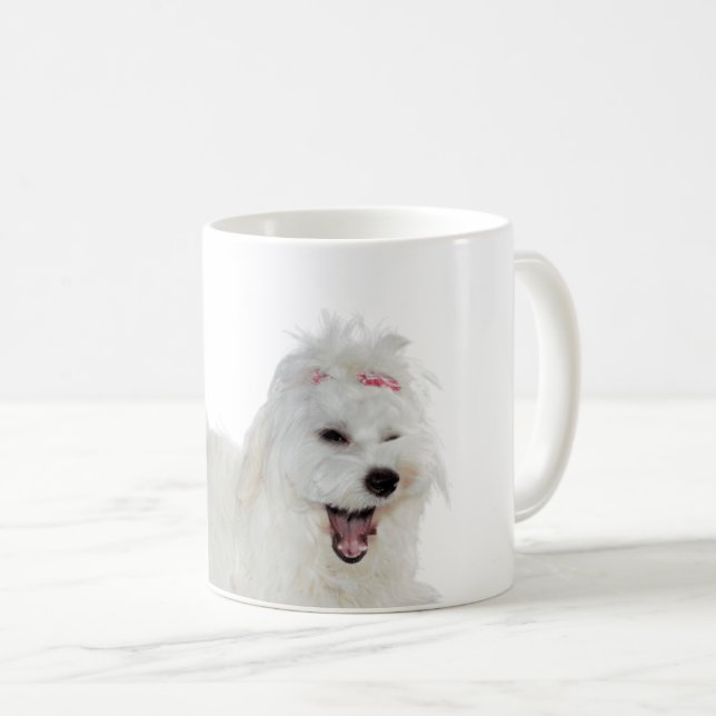 Mug Cute Fluffy Blanc Maltais (Devant droit)