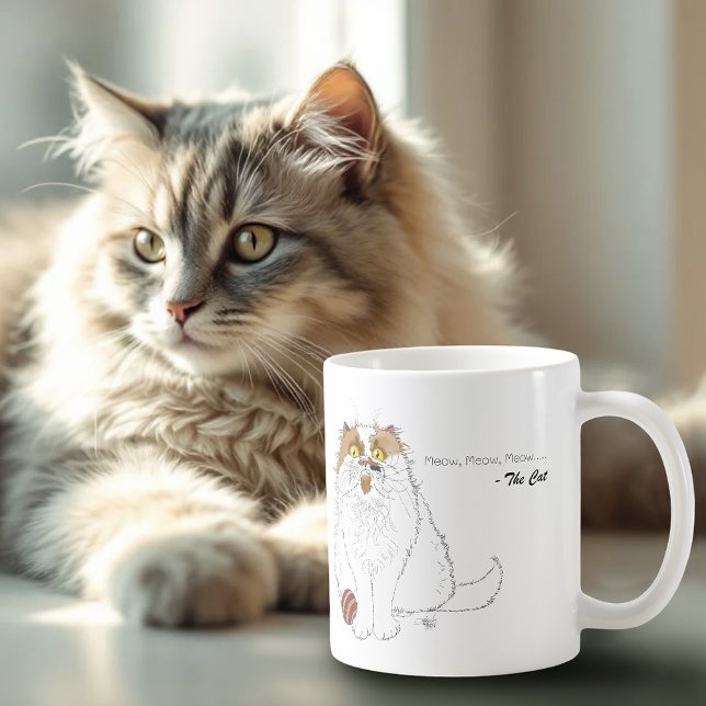 Mug Cute Fluffy Persian Cat Funny Meow Blue (Créateur téléchargé)