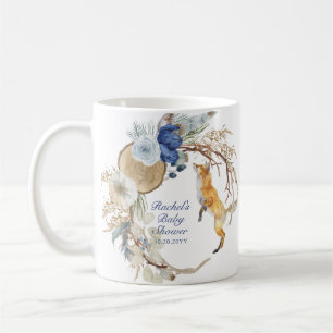 Mug Cute Fox bois aquarelle Baby shower Floral