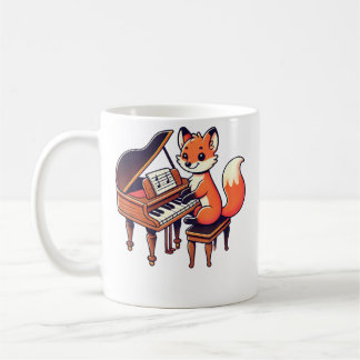 Mug Cute Fox Playing Piano Foxes Musician Music