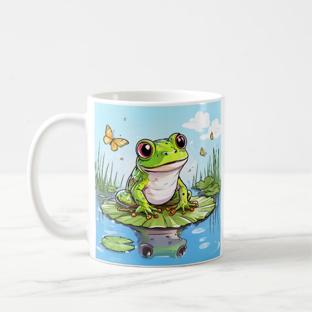 Mug Cute Frog sur un Lily Pad Cute Personnalisé (Gauche)