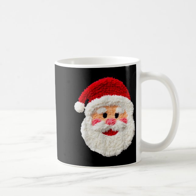 Mug Cute Funny Preppy Faux Yarn Santa Claus Face Merry (Droite)