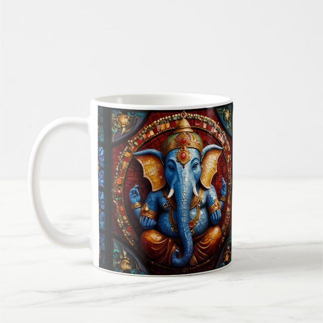 Mug Cute Garnesh Dieu Blue Mosaïque Vitrail Café (Gauche)