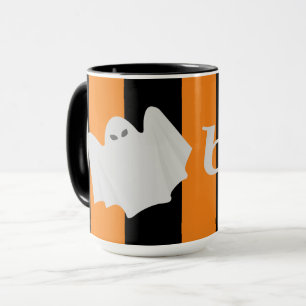 Mug Cute Ghost Halloween Orange et Black Stripes Boo!